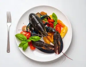 Homard serv dans le menu degustation italieni au Restaurant Villa serafina